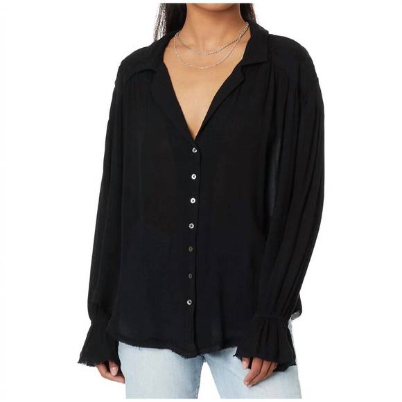 NEW FREE PEOPLE olivia smocked top in black - Picture 1 of 3